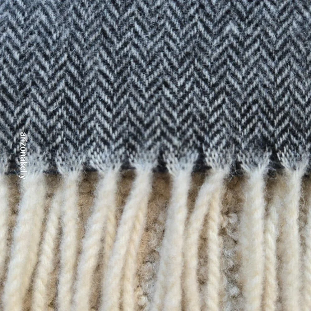 NWT Wool/Cashmere Blend Herringbone Black White Italy Il Moro Firenze - Picture 5 of 13